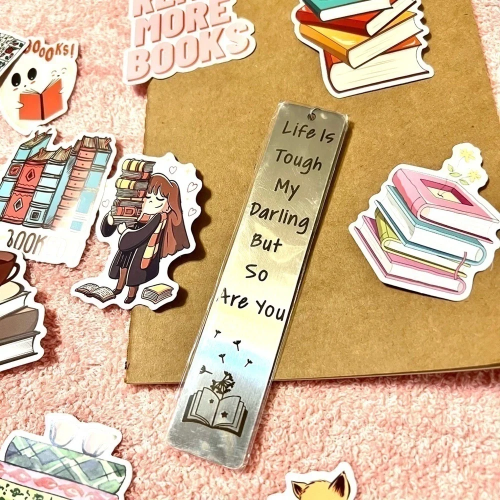 Great gift set!  Journal, Metal Bookmark and Cute Sticker lot for journal!